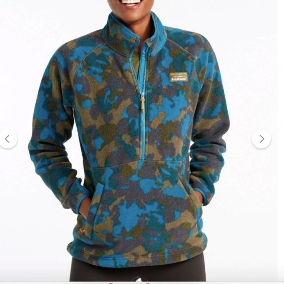 LL Bean Women's Mountain Classic Fleece 1/2 Zip Pullover Camo - Picture 6 of 6